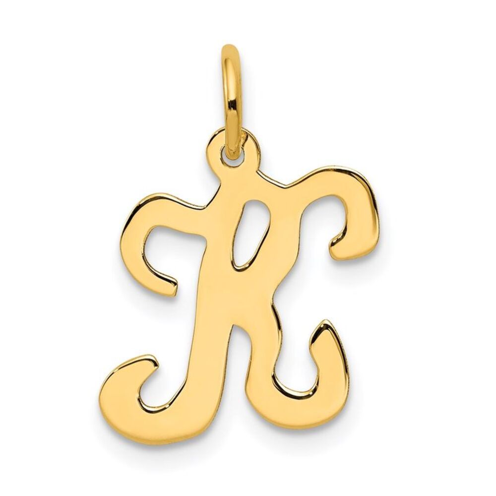 14k Yellow Gold, Sophia Collection, Small Script Initial K Pendant